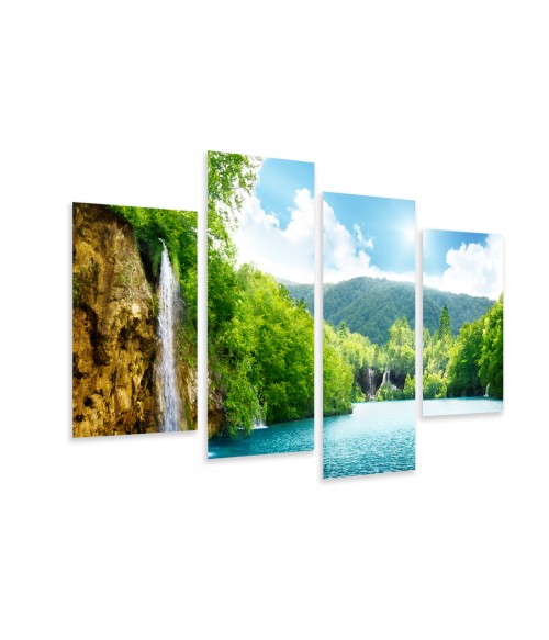 Multi-canvas 4x Waterfall forest